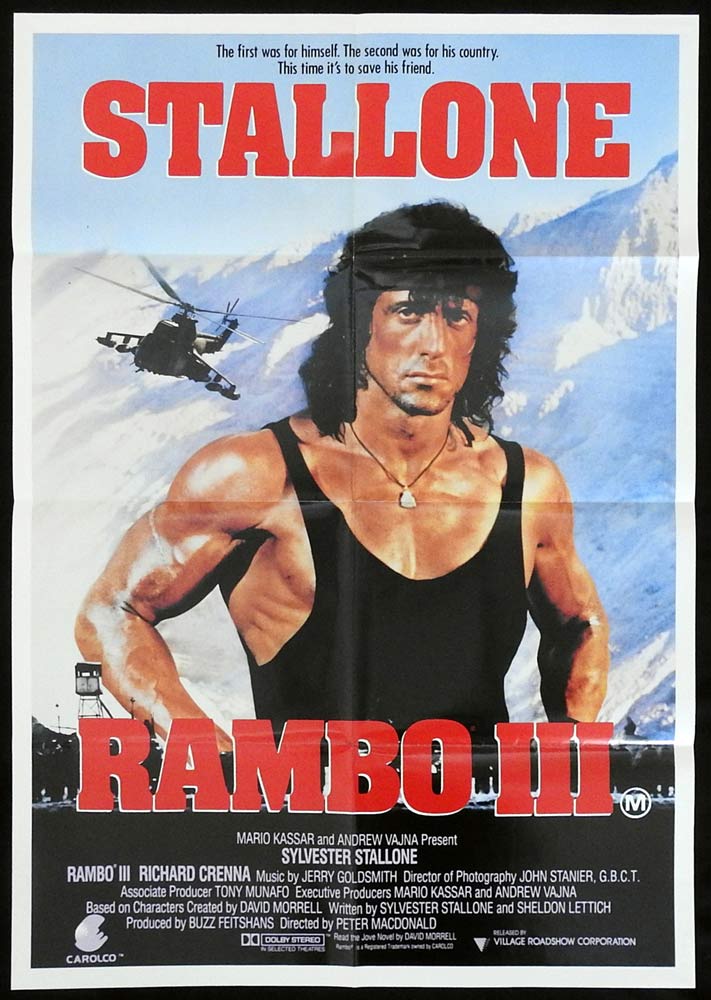RAMBO III Original One sheet Movie Poster Sylvester Stallone Richard Crenna