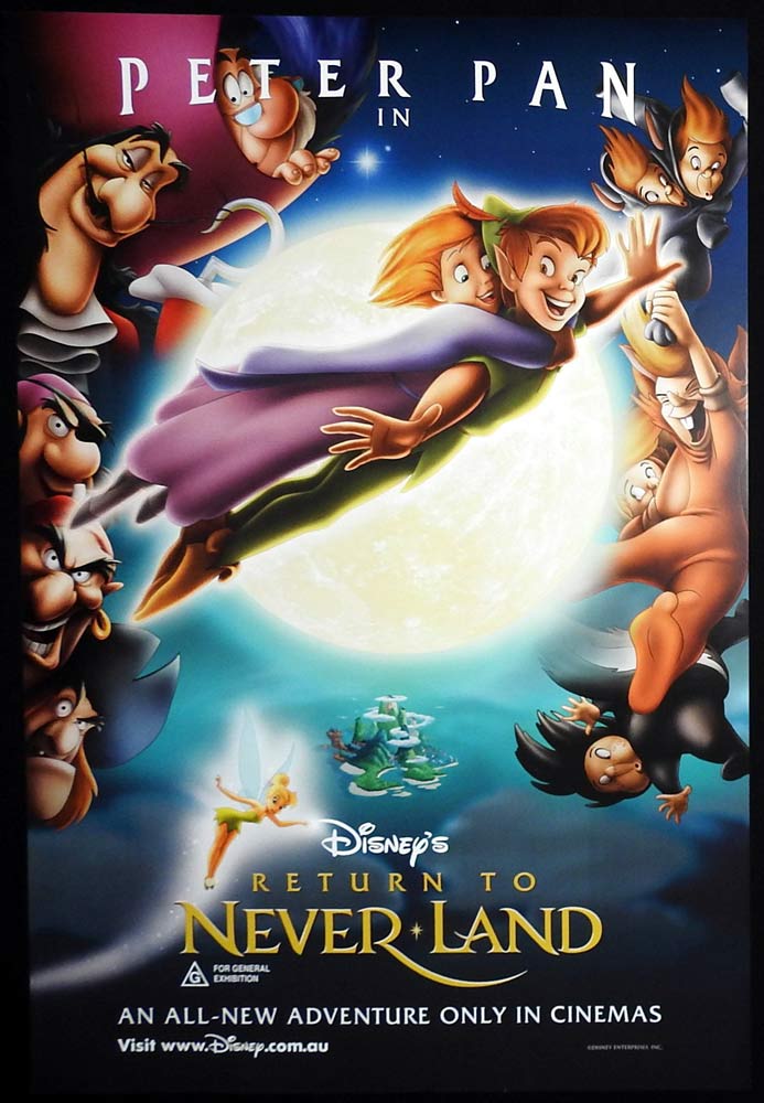 RETURN TO NEVERLAND Original DS One Sheet Movie Poster Peter Pan Disney