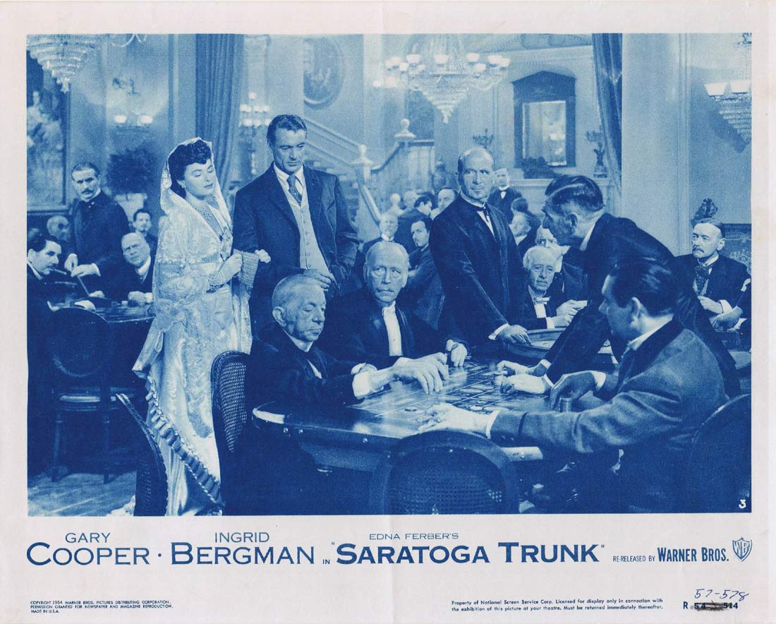 SARATOGA TRUNK Original 1954r Lobby Card 3 Gary Cooper Ingrid Bergman