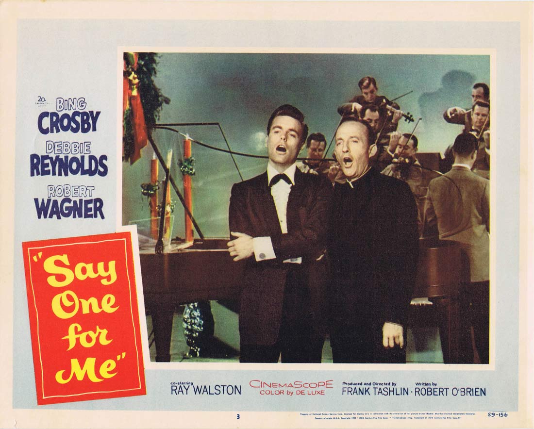 SAY ONE FOR ME Original Lobby Card 3 Bing Crosby Debbie Reynolds Robert Wagner