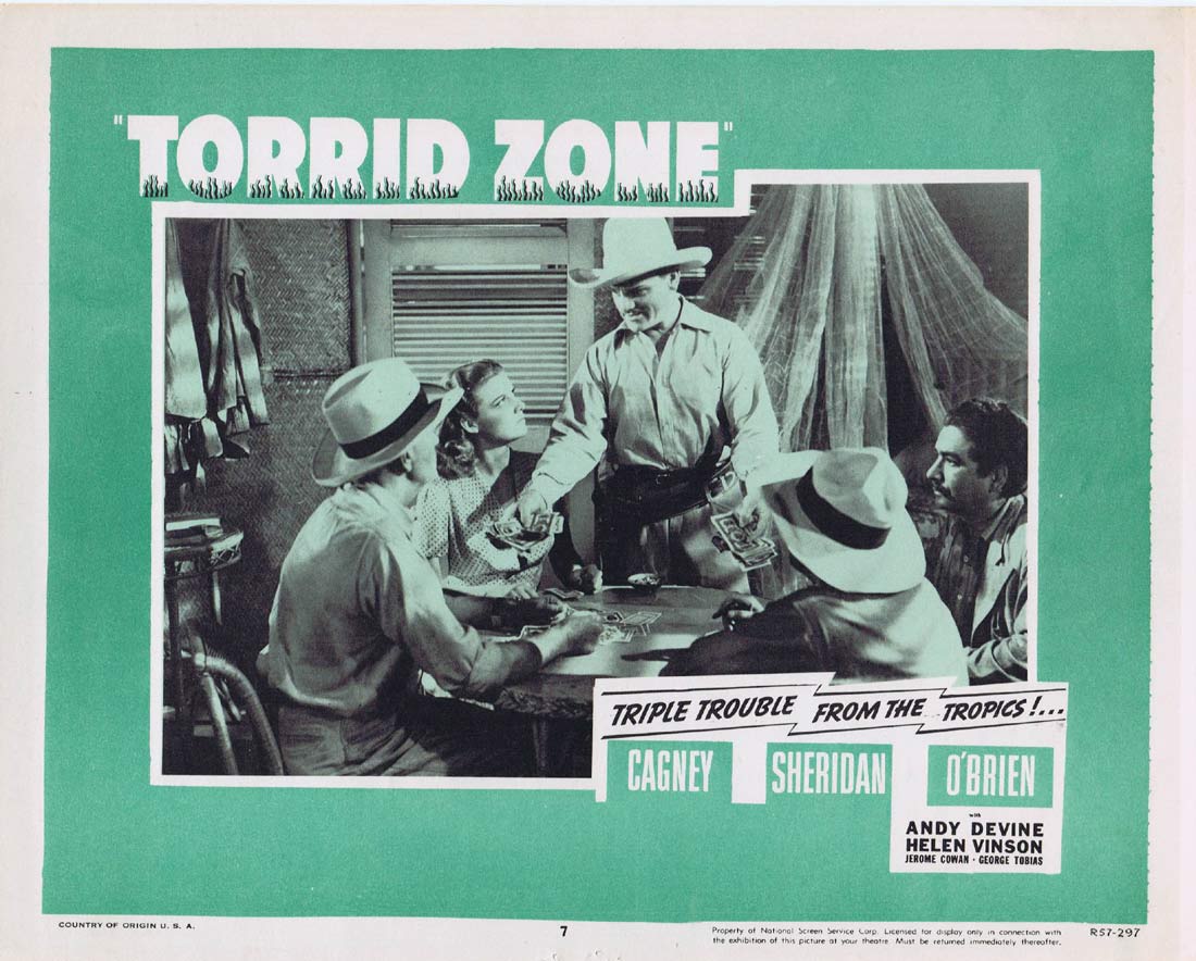 TORRID ZONE Original 1957r Lobby Card 7 James Cagney Ann Sheridan Gambling