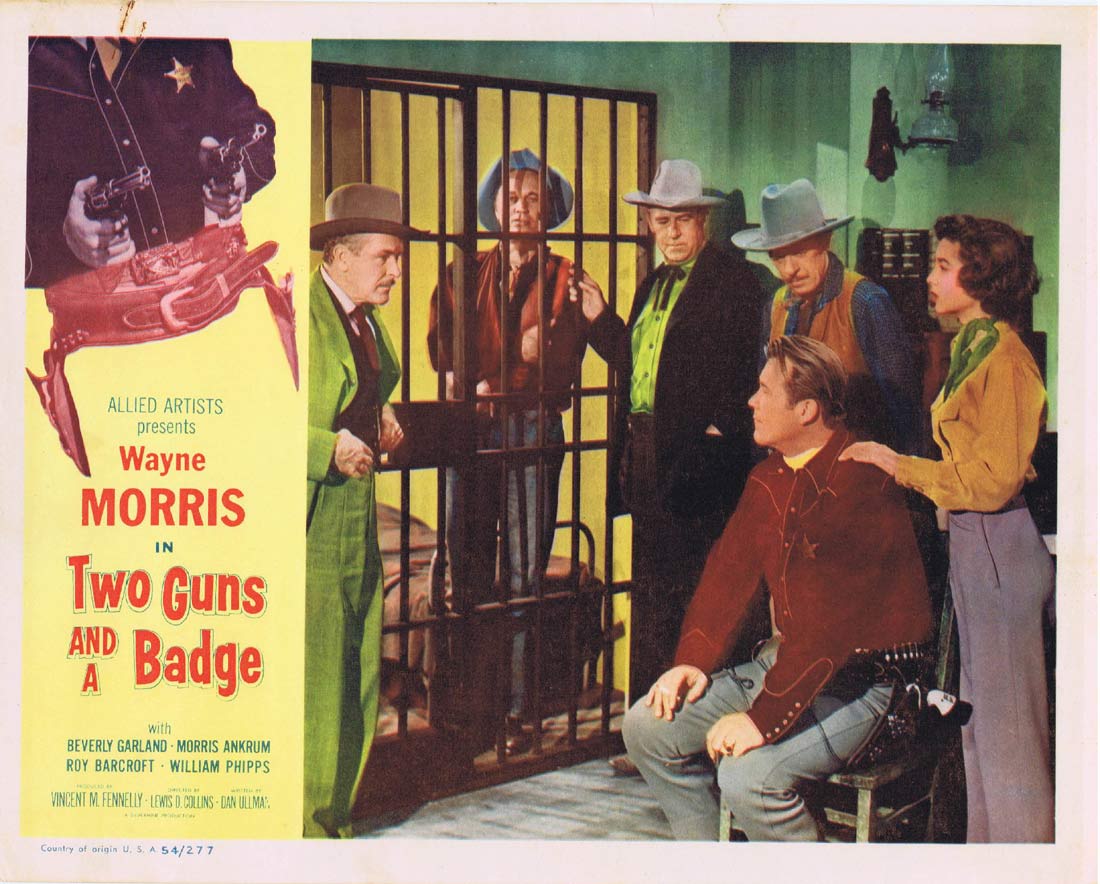TWO GUNS AND A BADGE Original Lobby Card 2 Wayne Morris Beverly Garland