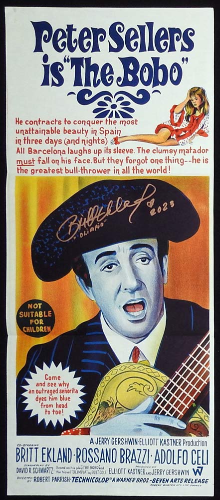 THE BOBO Original Daybill Movie Poster Britt Ekland Autographed