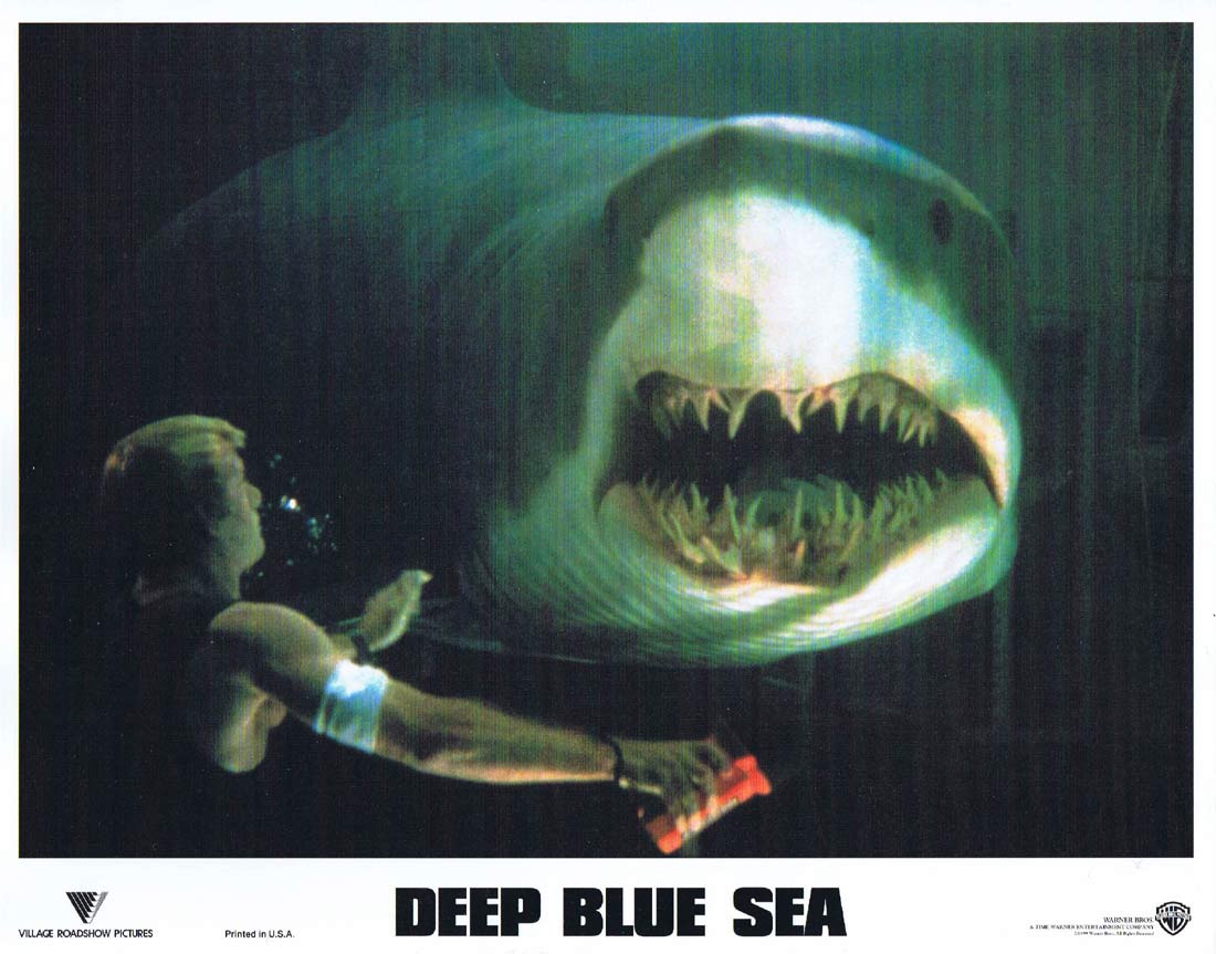 DEEP BLUE SEA Original Lobby card 1 Saffron Burrows Thomas Jane LL Cool J Shark Horror