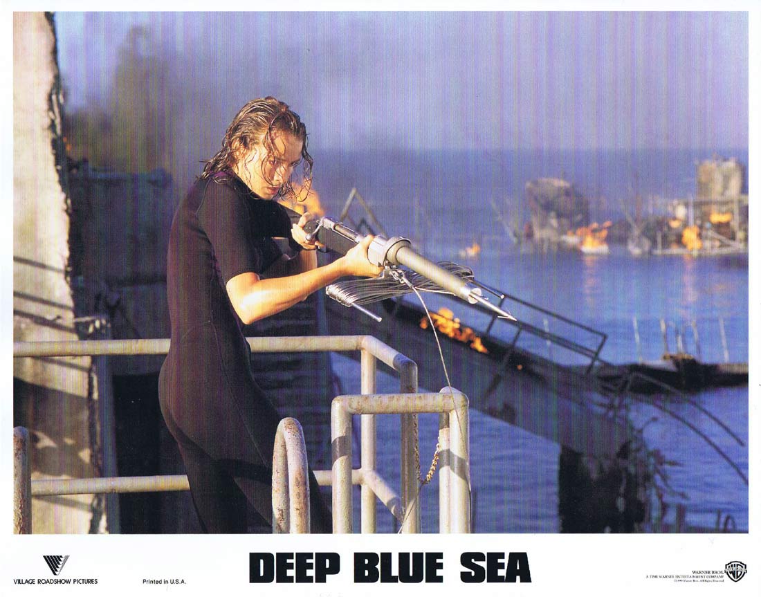 DEEP BLUE SEA Original Lobby card 2 Saffron Burrows Thomas Jane LL Cool J Shark Horror