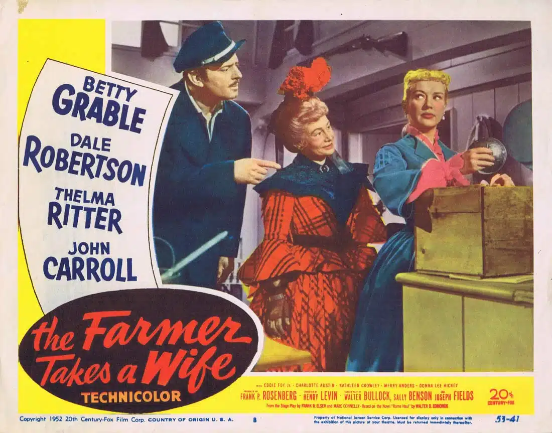 THE FARMER TAKES A WIFE Original 1941 Lobby Card 8 Betty Grable Dale Robertson Thelma Ritter