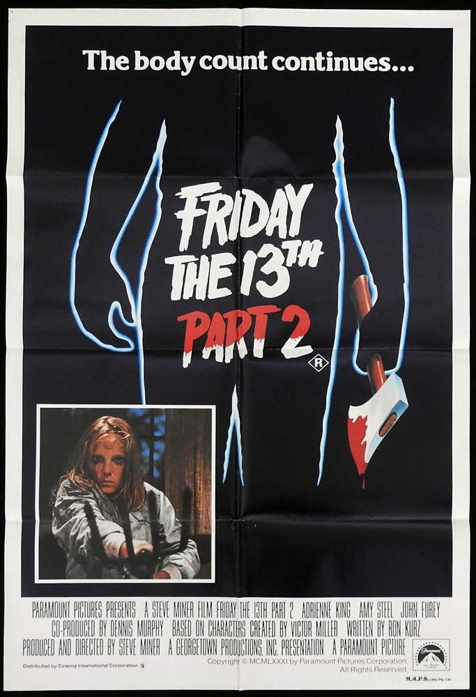 FRIDAY THE 13th PART II Original One Sheet Movie poster Adrienne King Horror Slasher