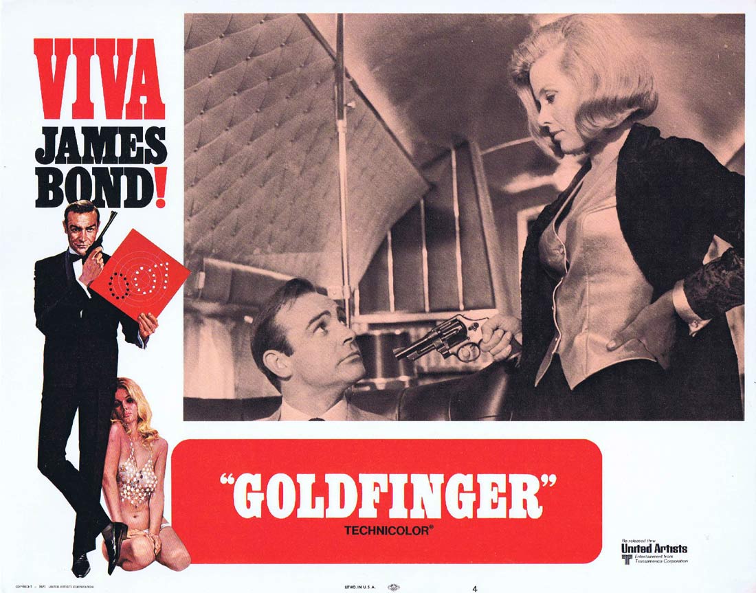 GOLDFINGER Original 1970r US Lobby Card 4 Sean Connery James Bond Honor Blackman