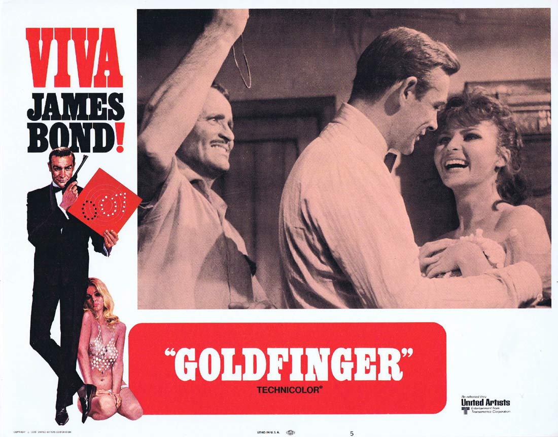 GOLDFINGER Original 1970r US Lobby Card 5 Sean Connery James Bond Honor Blackman