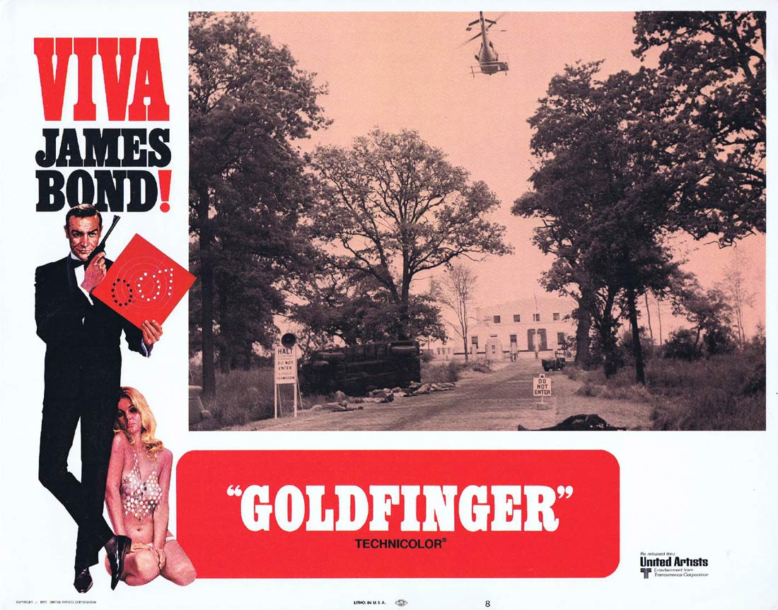 GOLDFINGER Original 1970r US Lobby Card 8 Sean Connery James Bond Honor Blackman