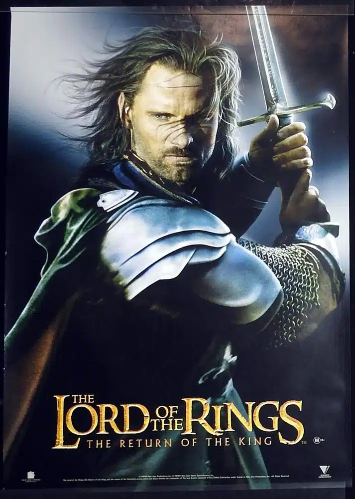 THE LORD OF THE RINGS RETURN OF THE KING Original 2004 VIDEO Movie poster Viggo Mortensen