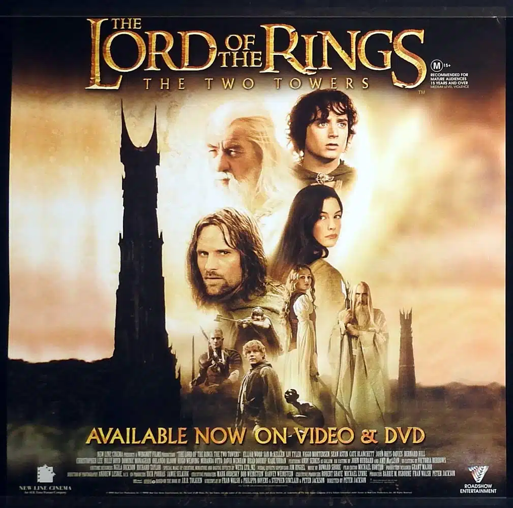 THE LORD OF THE RINGS THE TWO TOWERS Original 2004 VIDEO Movie poster A