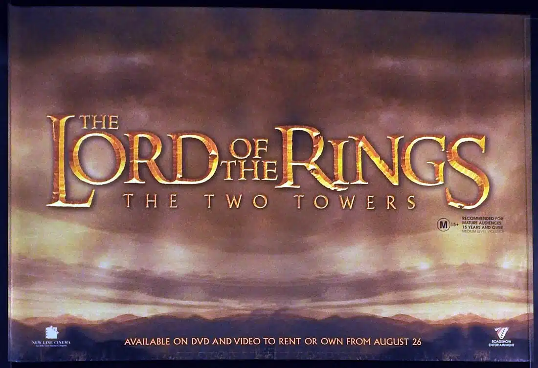 THE LORD OF THE RINGS THE TWO TOWERS Original 2004 VIDEO Movie poster B