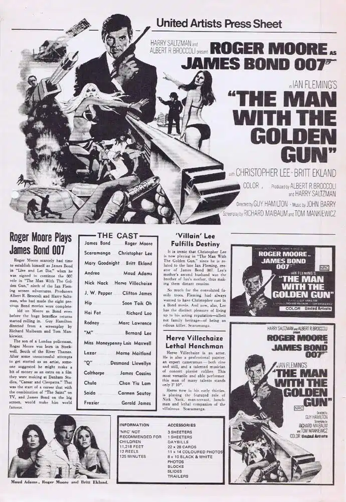 THE MAN WITH THE GOLDEN GUN Rare AUSTRALIAN Movie Press Sheet James Bond Roger Moore
