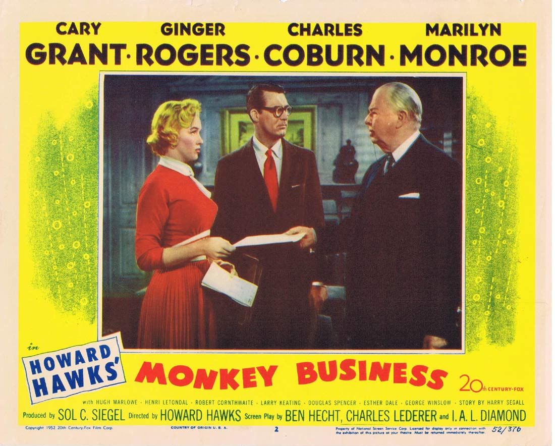 MONKEY BUSINESS Original Lobby card 2 Cary Grant Ginger Rogers Marilyn Monroe