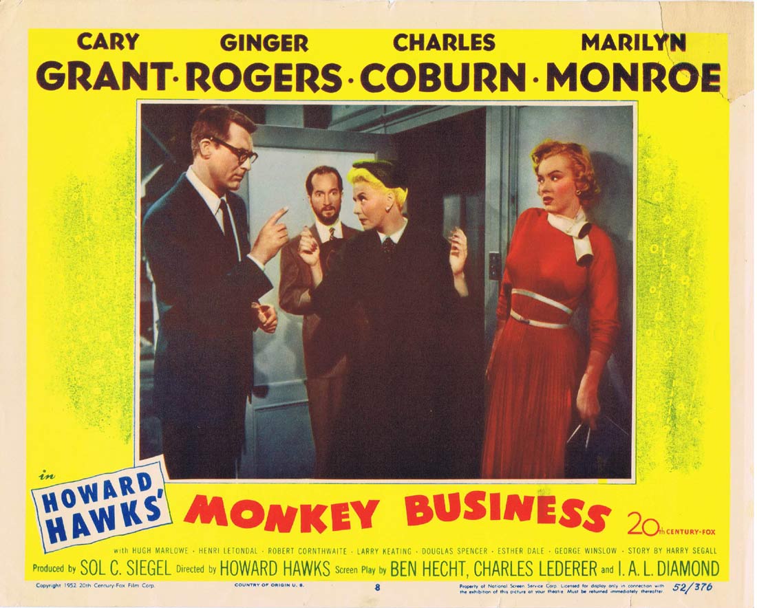 MONKEY BUSINESS Original Lobby card 8 Cary Grant Ginger Rogers Marilyn Monroe