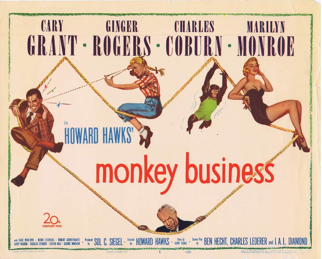 MONKEY BUSINESS Original Title Lobby card Cary Grant Ginger Rogers Marilyn Monroe