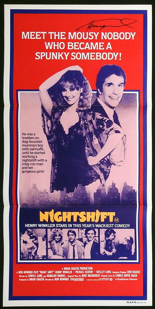 NIGHTSHIFT Original Daybill Movie Poster HENRY WINKLER Autographed