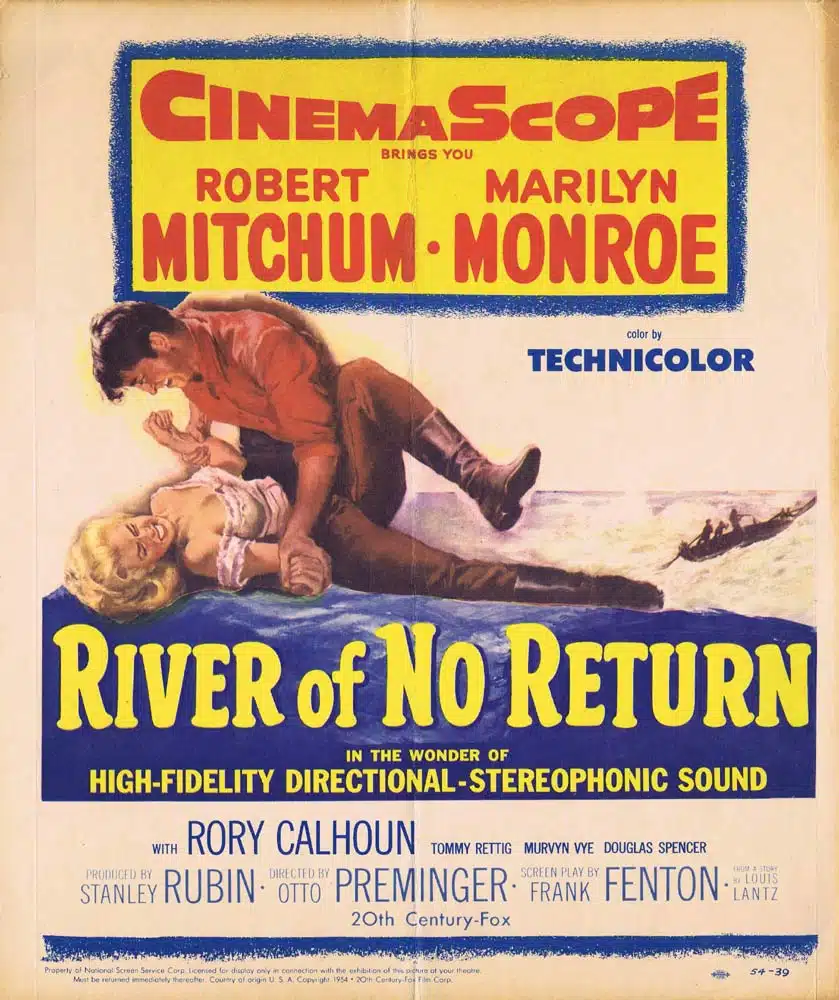 RIVER OF NO RETURN Original US Window Card Robert Mitchum Marilyn Monroe