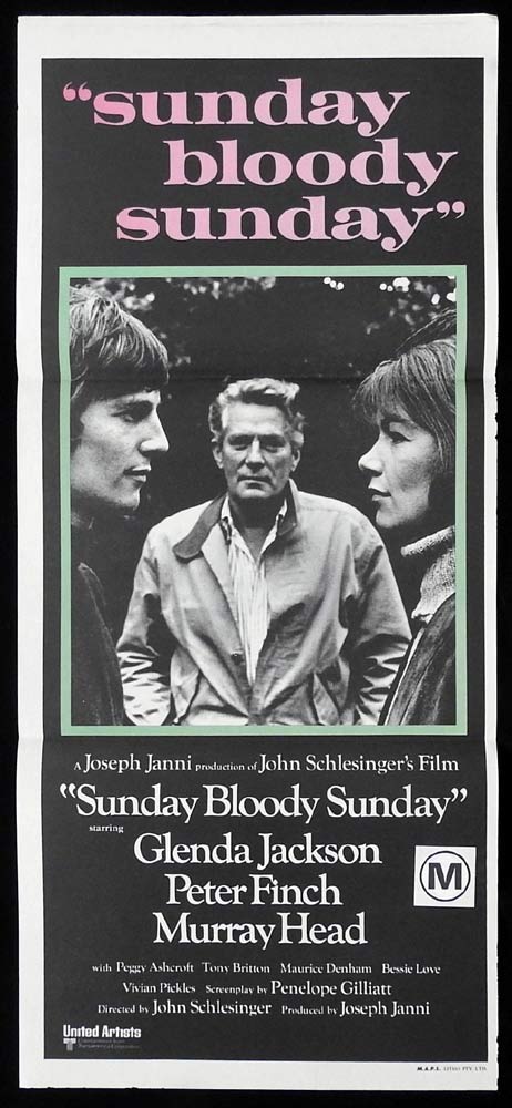 SUNDAY BLOODY SUNDAY Original Daybill Movie Poster Glenda Jackson Peter Finch