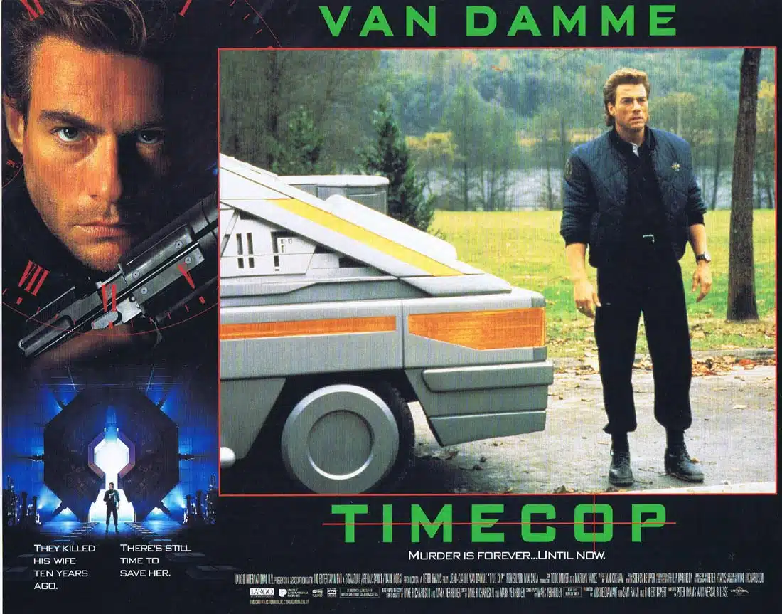 TIMECOP Original US Lobby Card 2 Jean-Claude Van Damme Ron Silver Mia Sara