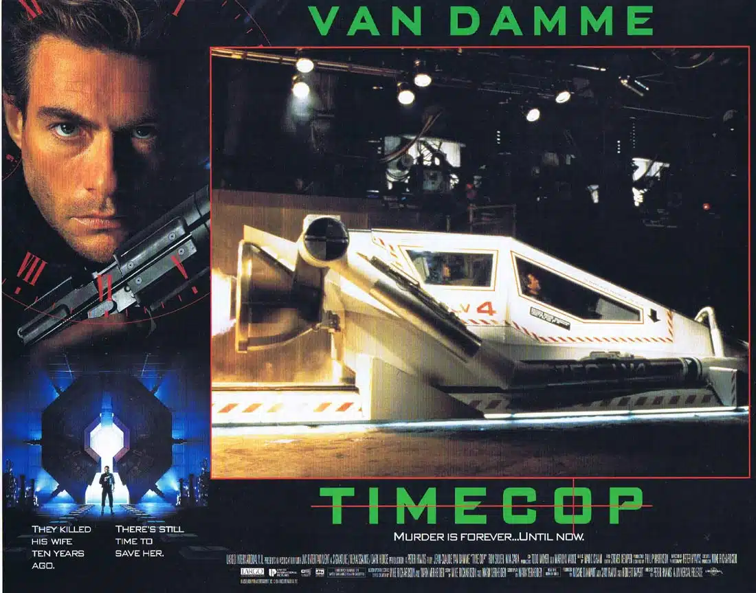 TIMECOP Original US Lobby Card 3 Jean-Claude Van Damme Ron Silver Mia Sara