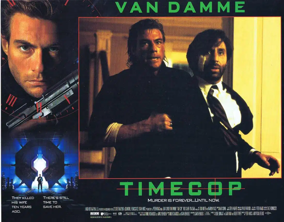 TIMECOP Original US Lobby Card 6 Jean-Claude Van Damme Ron Silver Mia Sara