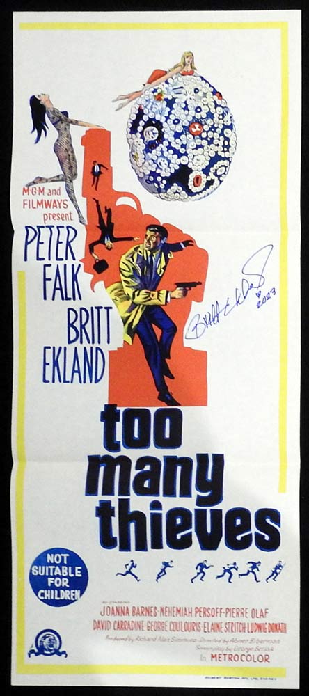 TOO MANY THIEVES Original Daybill Movie Poster Britt Ekland Autographed