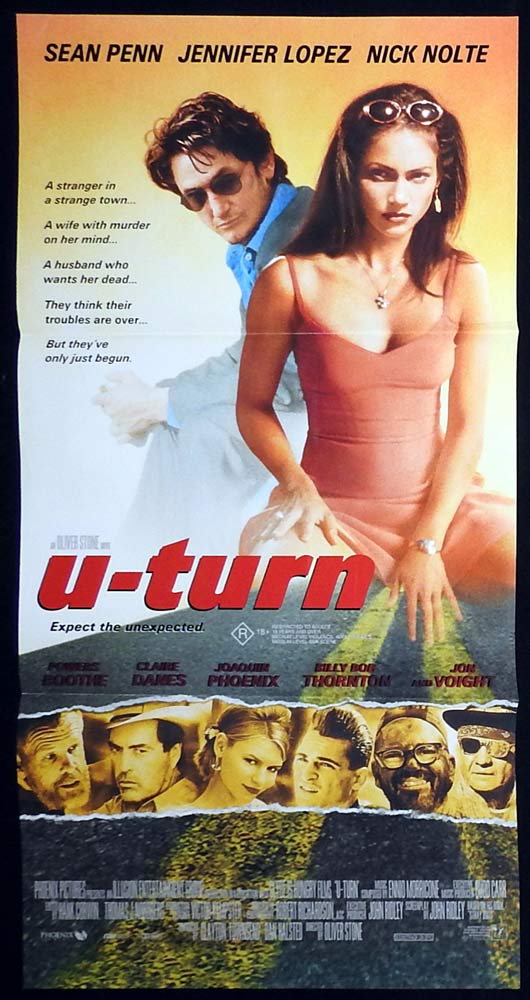 U TURN Original Daybill Movie Poster Sean Penn Jennifer Lopez Nick Nolte U-TURN