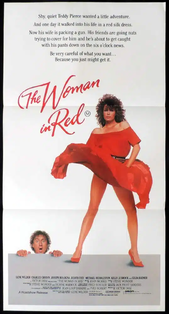 THE WOMAN IN RED Original Daybill Movie Poster Gene Wilder Charles Grodin Kelly LeBrock