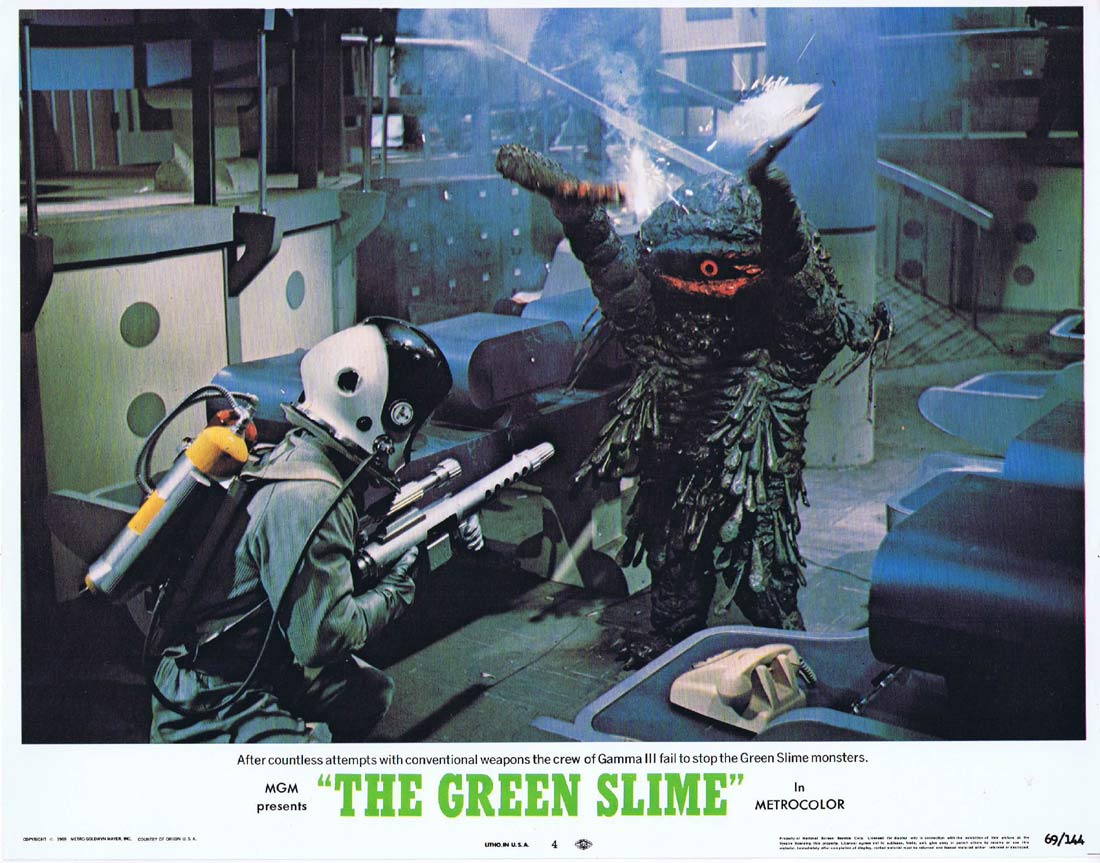 THE GREEN SLIME Original Lobby Card 4 Sci Fi Monster on the Rampage!