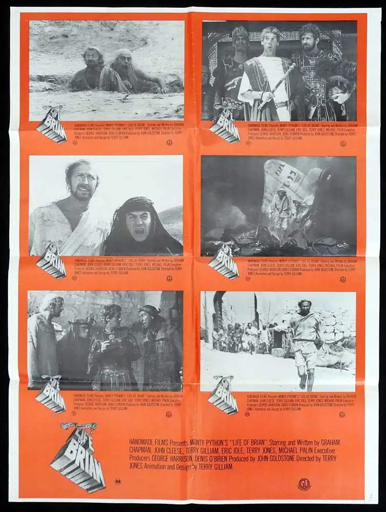 THE LIFE OF BRIAN Original Photo sheet Movie poster Monty Python John Cleese