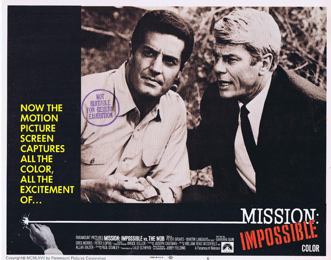 MISSION IMPOSSIBLE VS THE MOB Original Lobby Card 6 Peter Graves Martin Landau