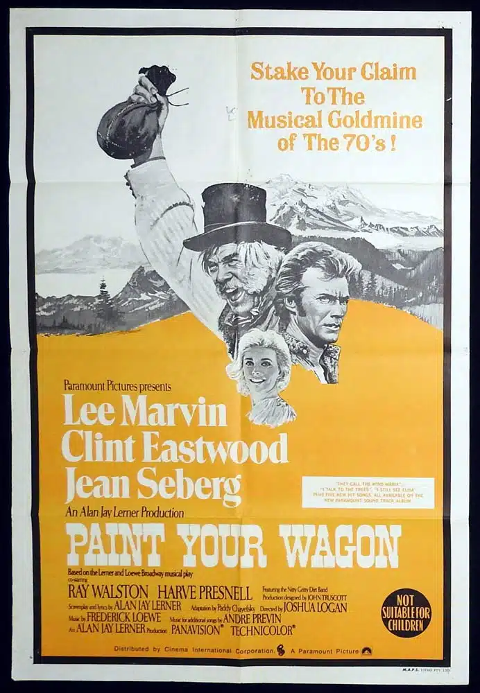 PAINT YOUR WAGON Original One sheet Movie Poster Lee Marvin Clint Eastwood RARE