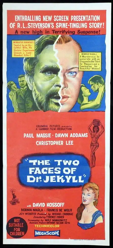 THE TWO FACES OF DR JEKYLL Original Daybill Movie poster HAMMER HORROR