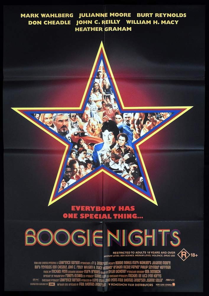BOOGIE NIGHTS Original One sheet Movie Poster Mark Wahlberg Julianne Moore Burt Reynolds