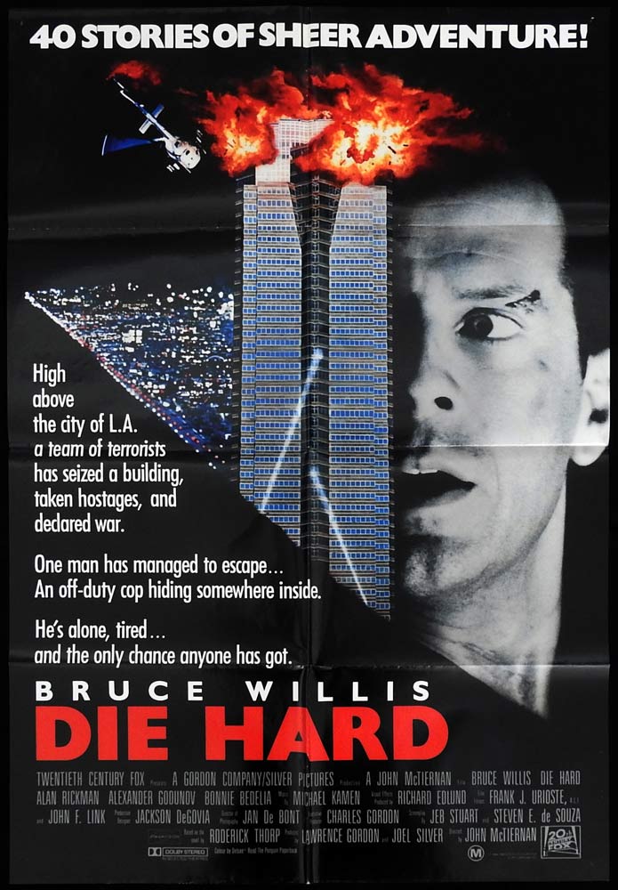 DIE HARD Original One sheet Movie Poster Bruce Willis Alan Rickman Bonnie Bedelia