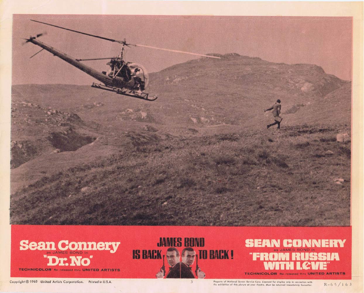 DR NO / FROM RUSSIA WITH LOVE Original Lobby Card 3 Sean Connery James Bond 1965