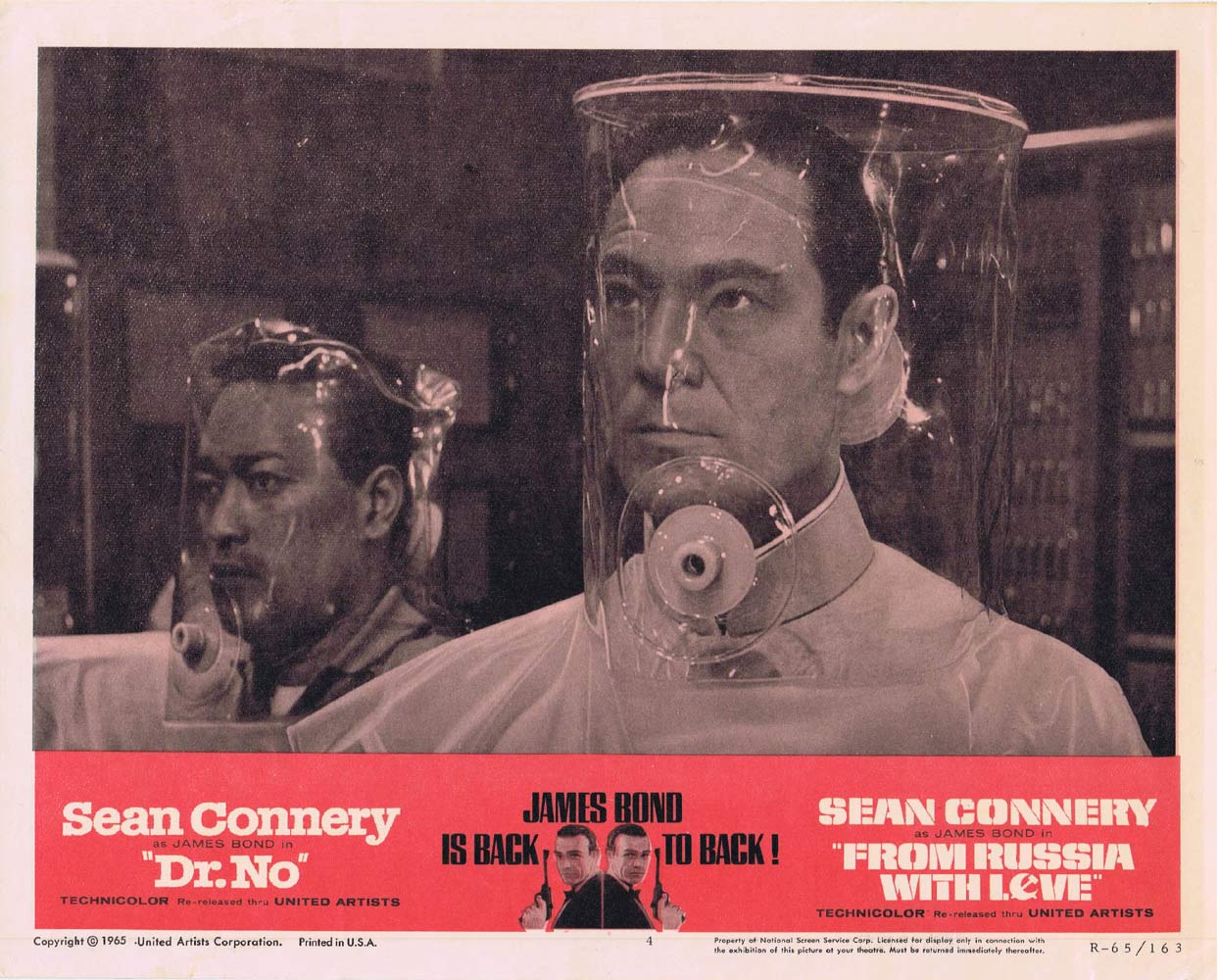 DR NO / FROM RUSSIA WITH LOVE Original Lobby Card 4 Sean Connery James Bond 1965
