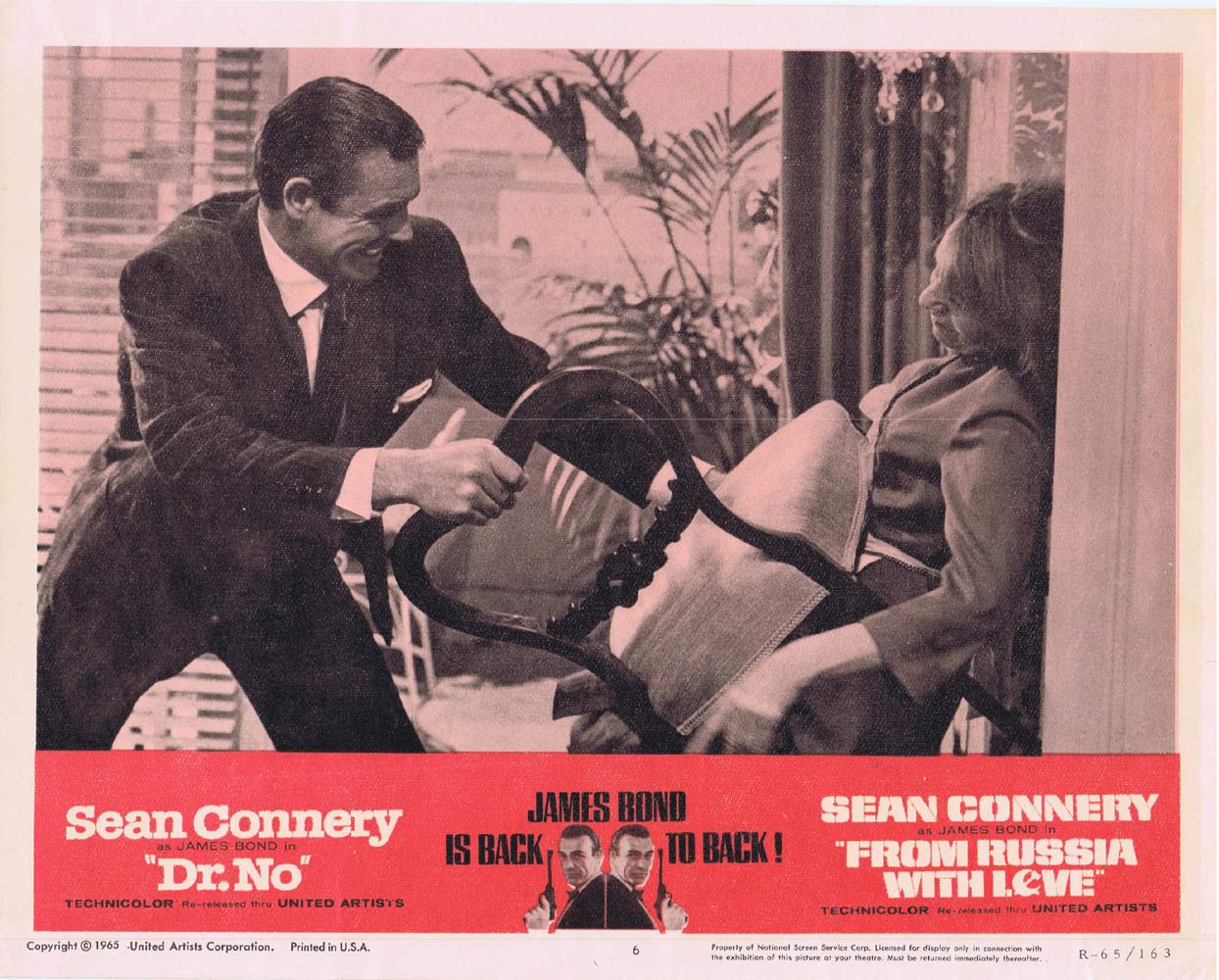 DR NO / FROM RUSSIA WITH LOVE Original Lobby Card 6 Sean Connery James Bond 1965