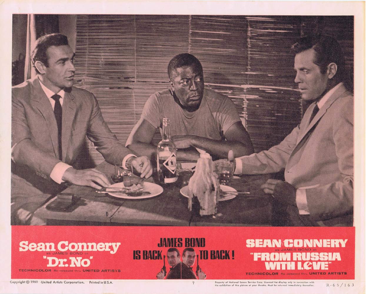 DR NO / FROM RUSSIA WITH LOVE Original Lobby Card 7 Sean Connery James Bond 1965