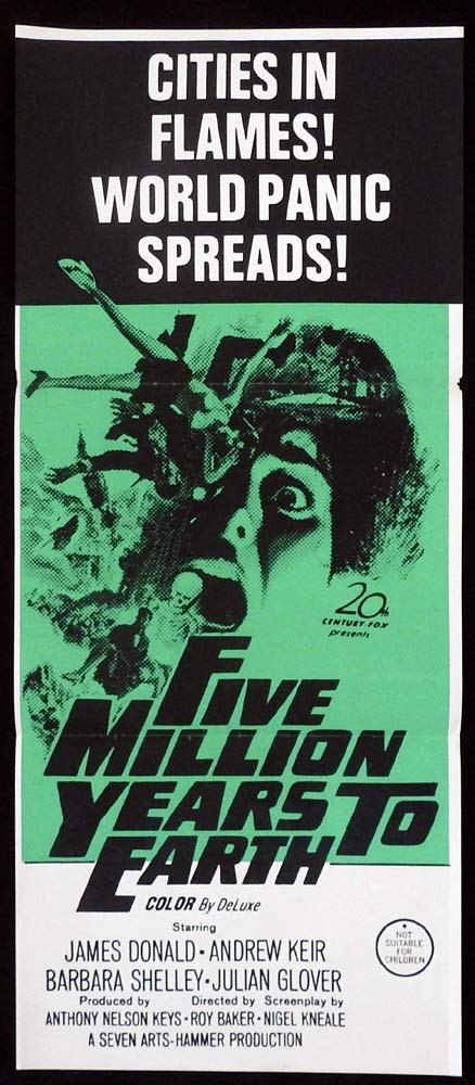 FIVE MILLION YEARS TO EARTH aka QUARTERMASS AND THE PIT Original Daybill Movie poster HAMMER Sci Fi
