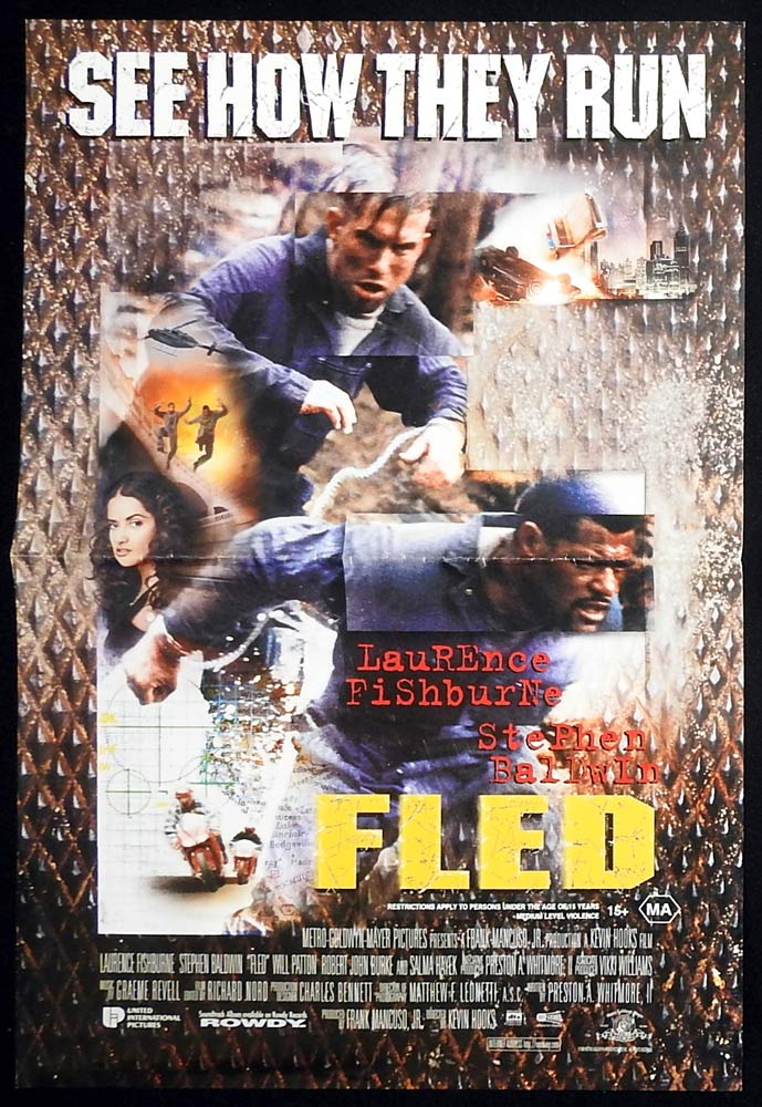 FLED Original DS Daybill Movie Poster Laurence Fishburne Stephen Baldwin