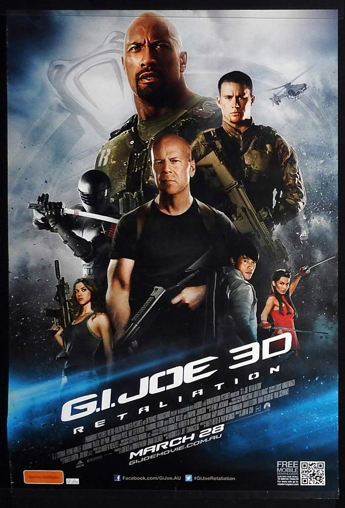 G.I JOE 3D RETALIATION Original One Sheet Movie poster Bruce Willis Dwayne Johnson