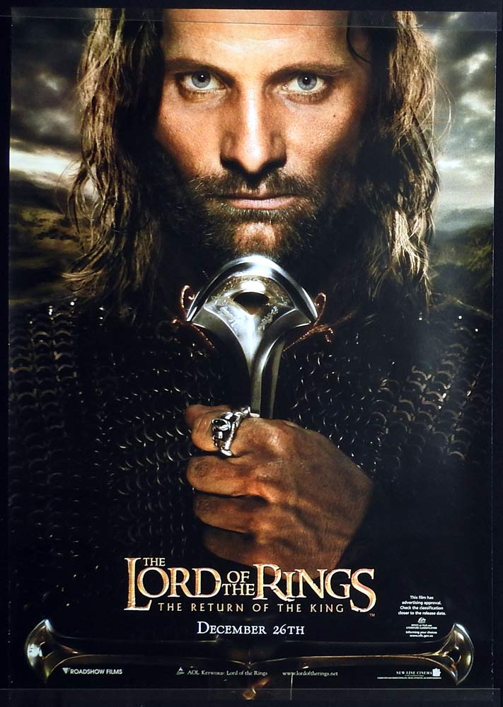 THE LORD OF THE RINGS RETURN OF THE KING Original ROLLED Australian One sheet Movie poster Aragorn