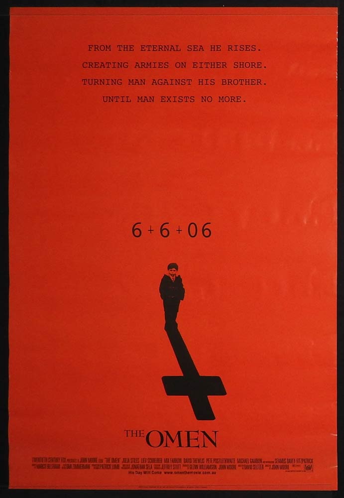 THE OMEN Original One Sheet Movie poster Liev Schreiber Julia Stiles Mia Farrow