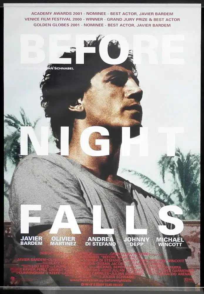 BEFORE NIGHT FALLS Original One Sheet Movie poster Javier Bardem Johnny Depp