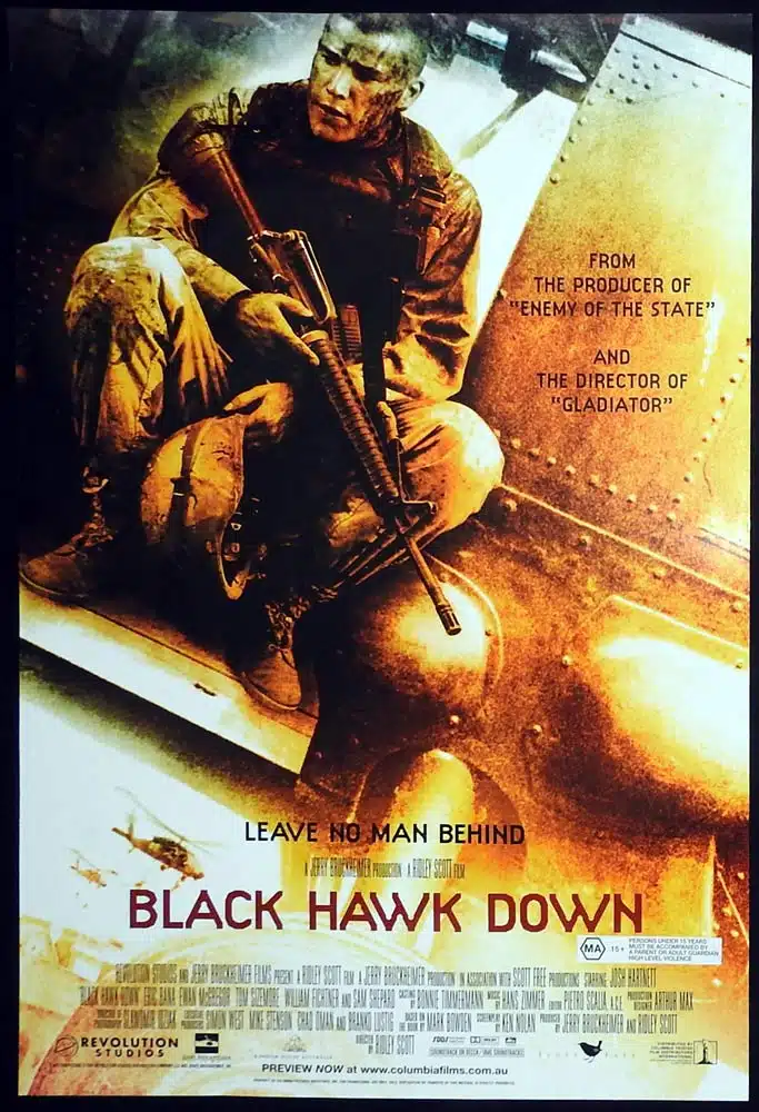 BLACK HAWK DOWN Original One Sheet Movie poster Josh Hartnett Ewan McGregor