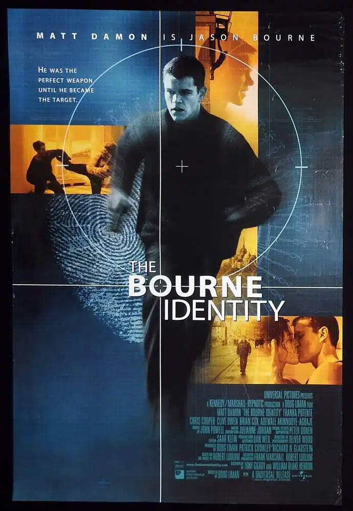 THE BOURNE IDENTITY Original One Sheet Movie poster Matt Damon Franka Potente