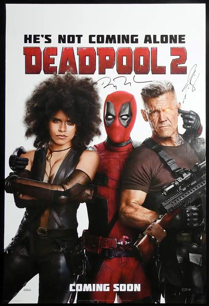 DEADPOOL 2 Original US INT DS Style C Teaser One Sheet Movie poster Autographed Ryan Reynolds Josh Brolin